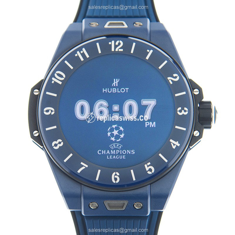 Luxurious Hublot BIG BANG Intelligent Ceramic Replica | Blue Dial & Rubber Strap Watch