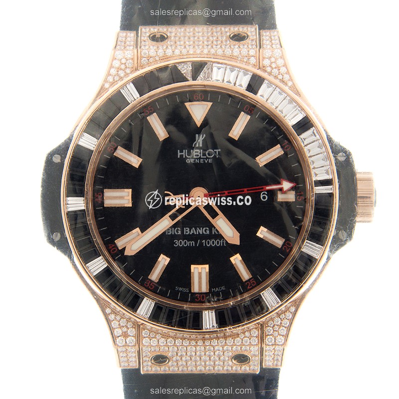Luxurious Hublot BIG BANG Replica in 18kt Rose Gold, Automatic Movement, Black Dial Watch