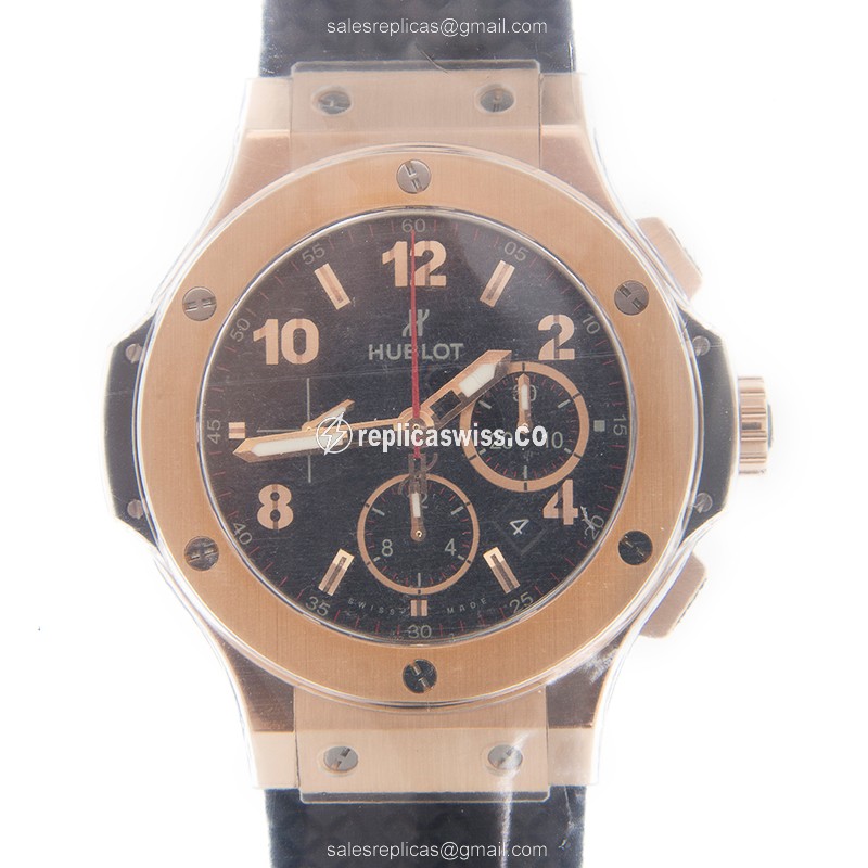 Luxurious Hublot Big Bang Replica in 18kt Rose Gold, Automatic Movement & Black Dial Watch