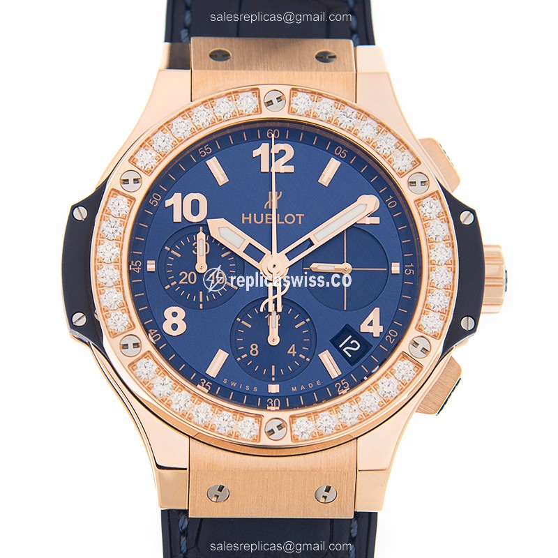 Luxurious Hublot Big Bang Replica in 18kt Rose Gold, Automatic Movement, Blue Dial Watch