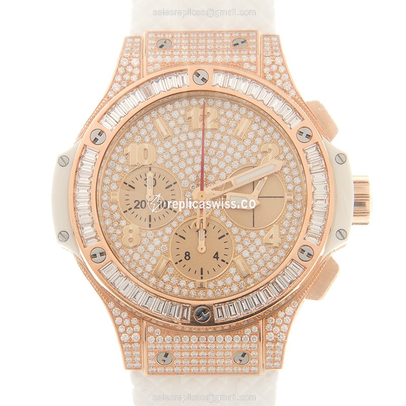 Luxurious Hublot Big Bang Replica in 18kt Rose Gold, Automatic Movement, Silver Dial Watch