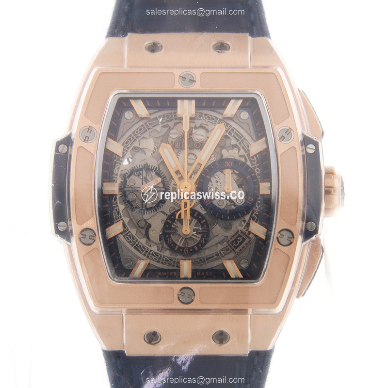 Luxurious Hublot Big Bang Replica in 18kt Rose Gold, Automatic Movement & Silver Dial Watch