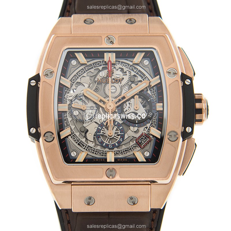 Luxurious Hublot Big Bang Replica in 18kt Rose Gold with Automatic Movement Silver Dial Watch