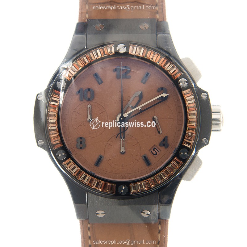 Luxurious Hublot Big Bang Replica in Brown Dial & Alligator Strap, Automatic Movement Watch