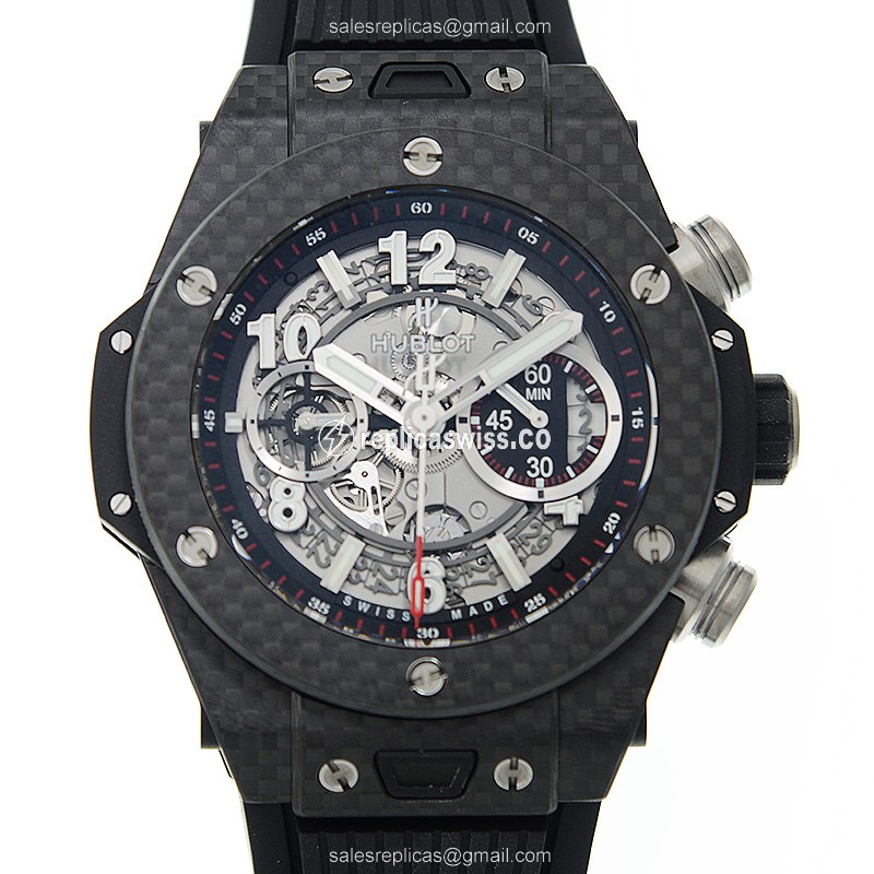 Luxurious Hublot BIG BANG Replica in Carbon Fiber Case, Automatic Movement, Black Dial Watch