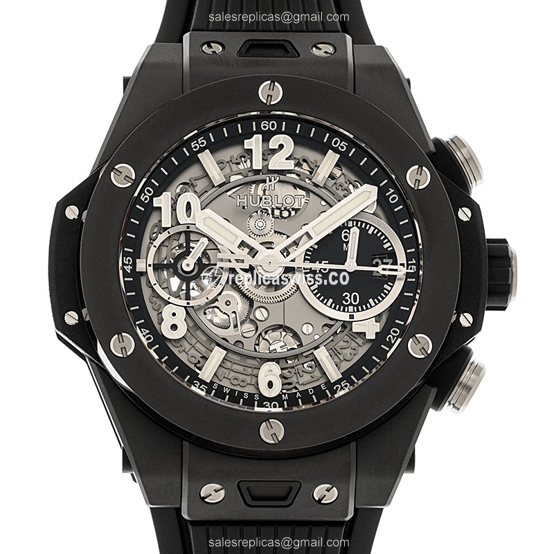 Luxurious Hublot BIG BANG Replica in Ceramic Case with Automatic Movement Black Rubber Strap