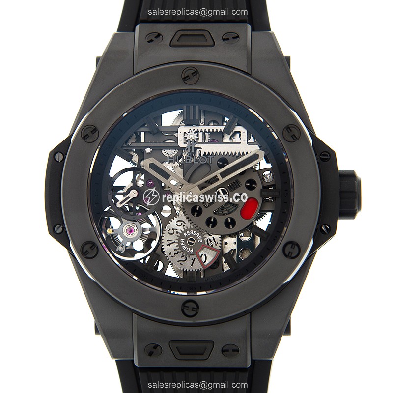 Luxurious Hublot BIG BANG Replica in PVD Gold Case, Manual Wind Movement, Black Dial & Rubber Strap