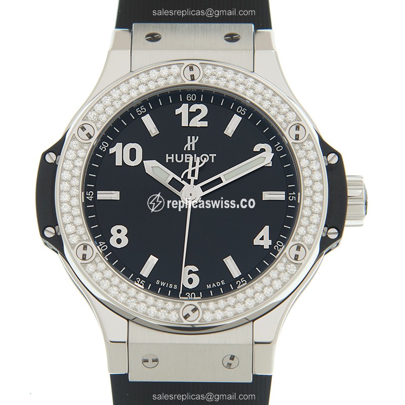 Luxurious Hublot Big Bang Replica in Stainless Steel & Black Diamond Dial, Automatic Movement Watch