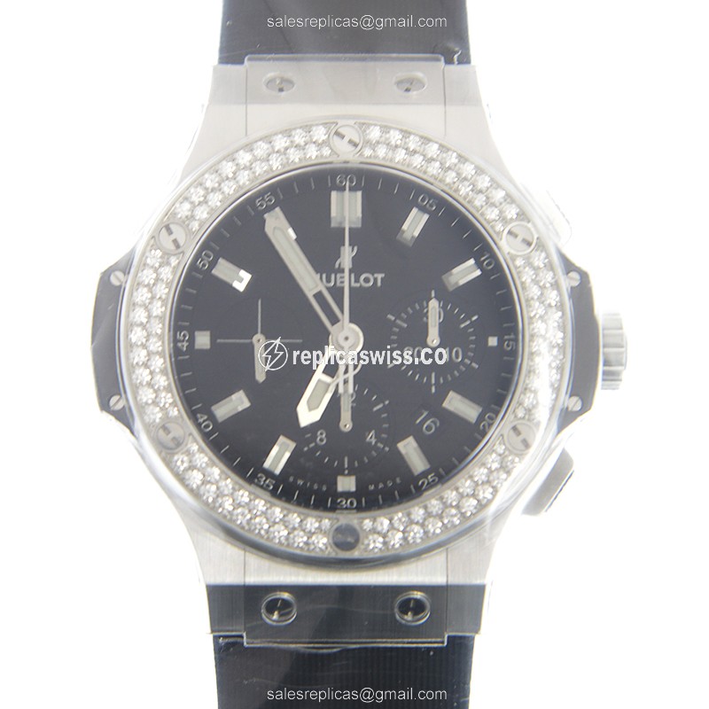 Luxurious Hublot Big Bang Replica in Stainless Steel & Diamond Accents, Automatic Movement & Black