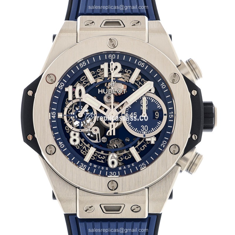 Luxurious Hublot Big Bang Replica in Titanium Case with Automatic Movement Blue Dial Watch