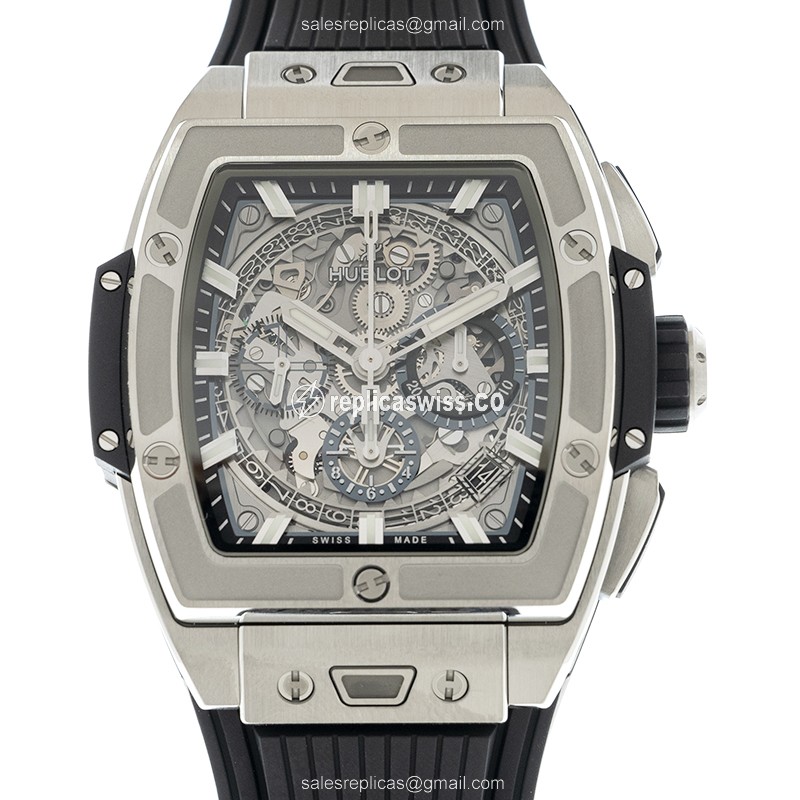 Luxurious Hublot BIG BANG Titanium Replica with Automatic Movement Black Rubber Strap Watch