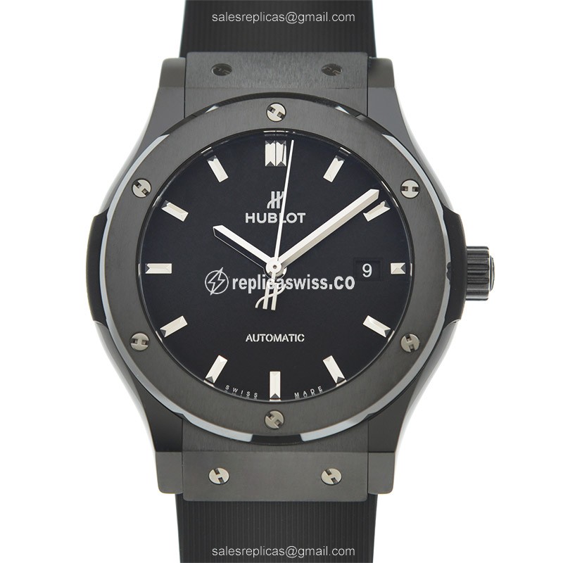Luxurious Hublot Classic Fusion 542.CM.1171.RX Replica in Black Ceramic & Steel with Automatic