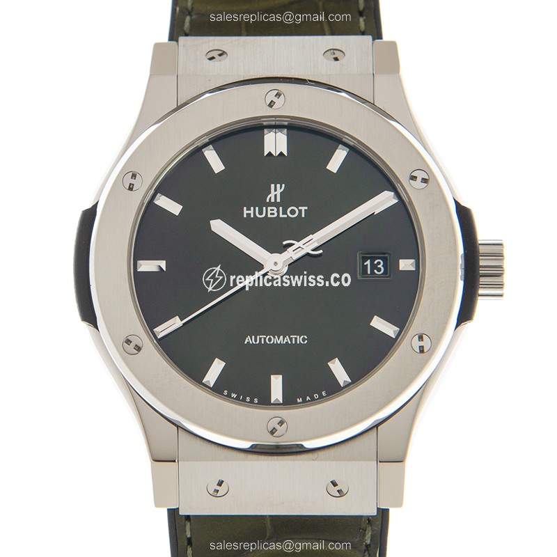 Luxurious Hublot Classic Fusion 542.NX.8970.LR Replica, Automatic Movement, Green Dial & Titanium