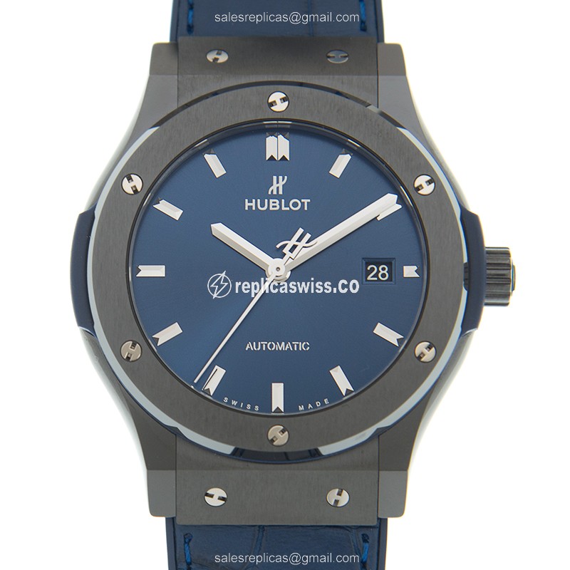 Luxurious Hublot Classic Fusion Replica, Automatic Movement, Blue Steel Case & Dial Watch