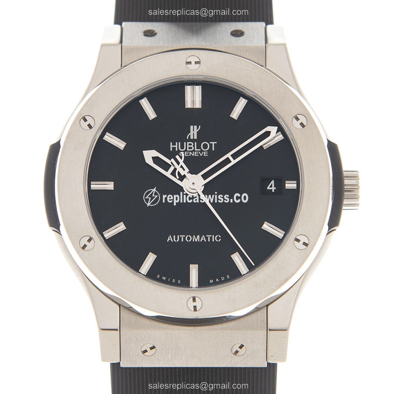 Luxurious Hublot Classic Fusion Replica in Black Dial & Titanium Case, Automatic Movement Watch