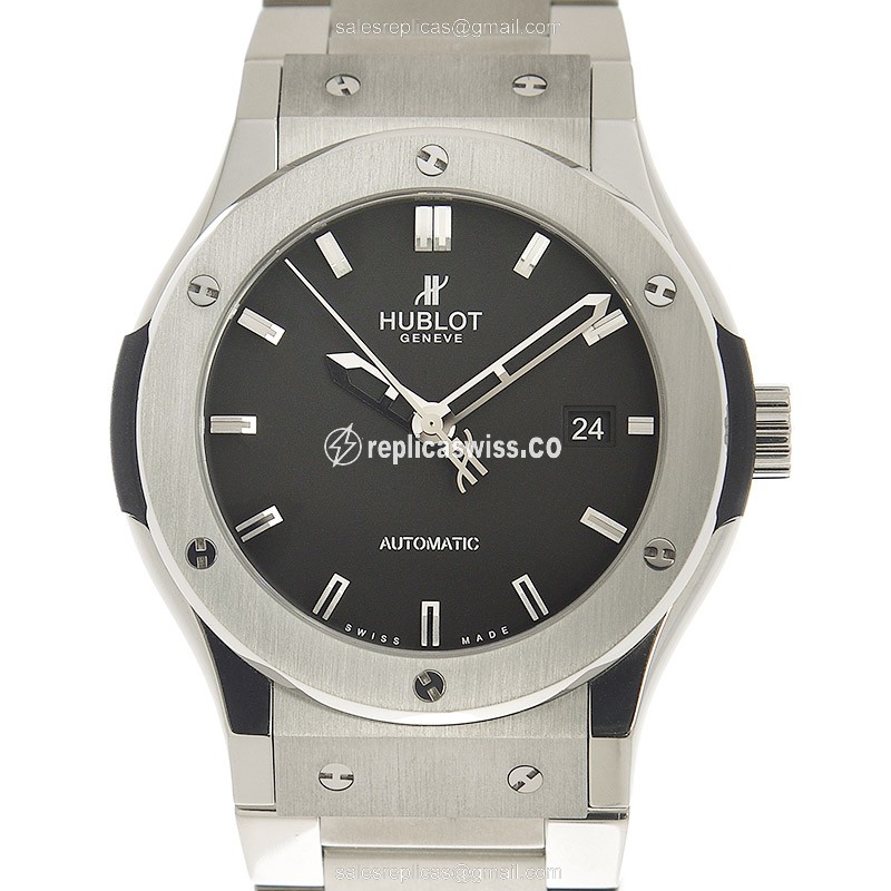 Luxurious Hublot Classic Fusion Replica in Black Dial & Titanium Case with Automatic Movement Watch