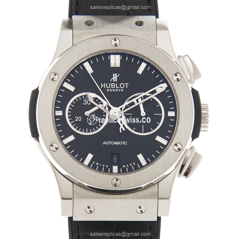 Luxurious Hublot Classic Fusion Replica in Black Titanium & Leather, Automatic Movement Watch