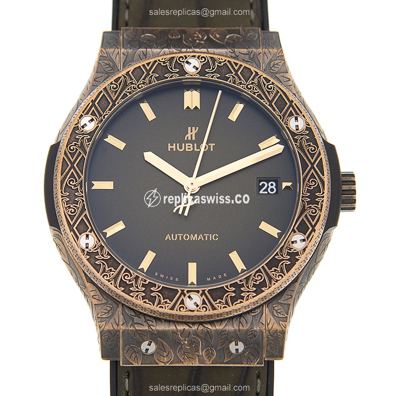 Luxurious Hublot Classic Fusion Replica in Bronze with Green Dial Automatic Movement Watch