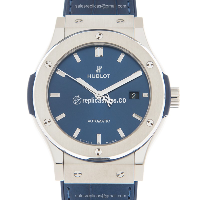 Luxurious Hublot Classic Fusion Replica in Stainless Steel, Automatic Movement, Blue Dial &