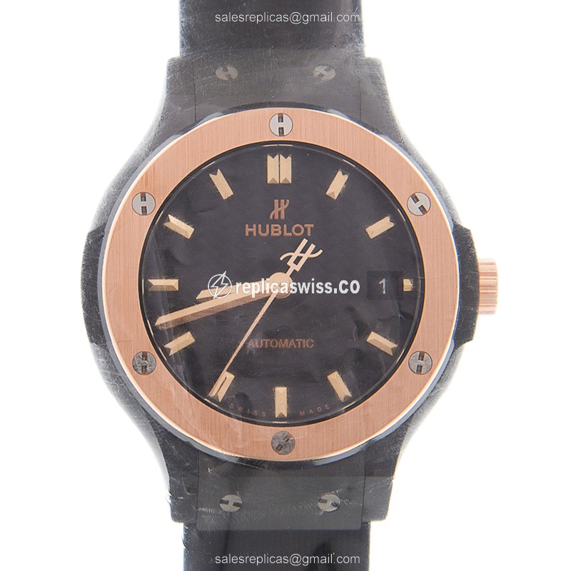 Luxurious Hublot Classic Fusion Replica with Automatic Movement Black Ceramic Case Watch