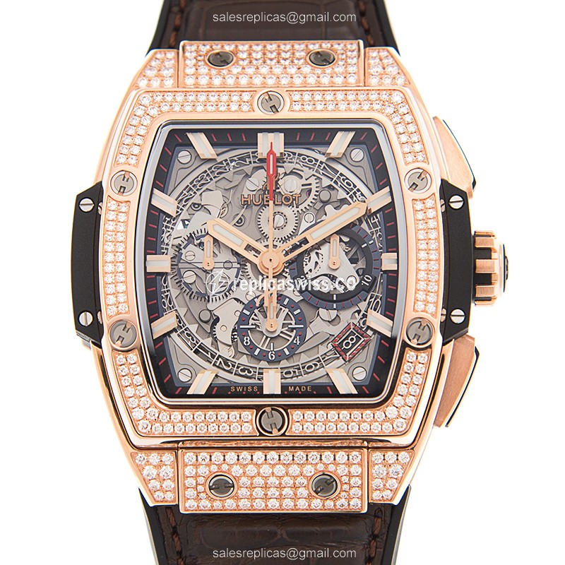Luxurious Hublot Spirit of Big Bang Replica in 18kt Rose Gold & Diamonds, Automatic Movement, Gray