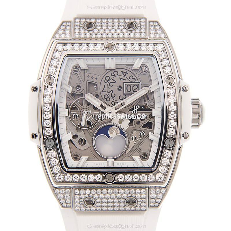 Luxurious Hublot Spirit of Big Bang Replica in Silver Dial, Automatic Movement & Diamond Bezel Watch