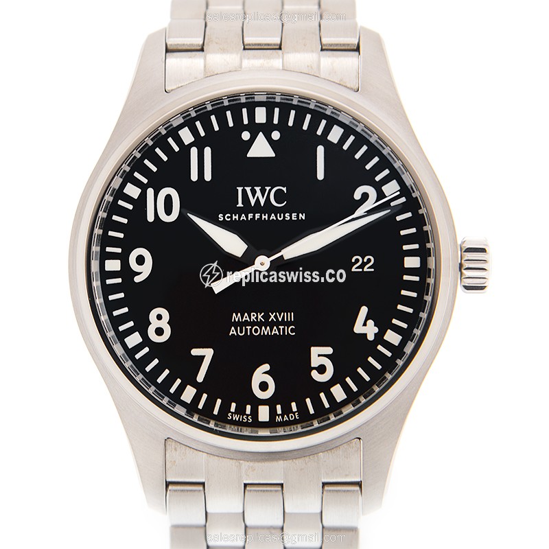 Luxurious IWC IW327015 Pilots Replica in Black Dial Stainless Steel Case Watch