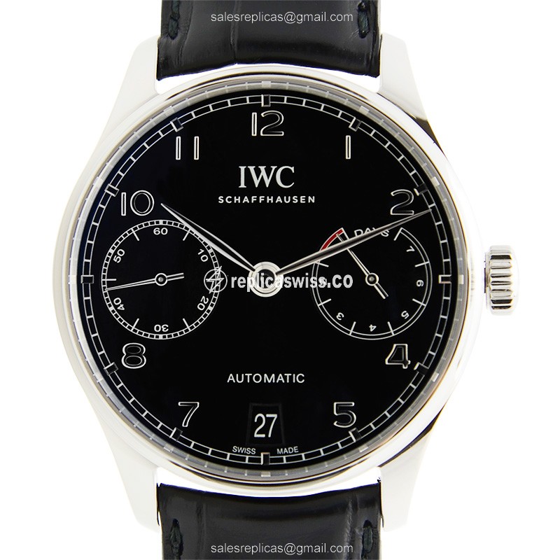 Luxurious IWC IW500703 Portuguese Replica in Black Dial & Steel Case with Automatic Movement Watch