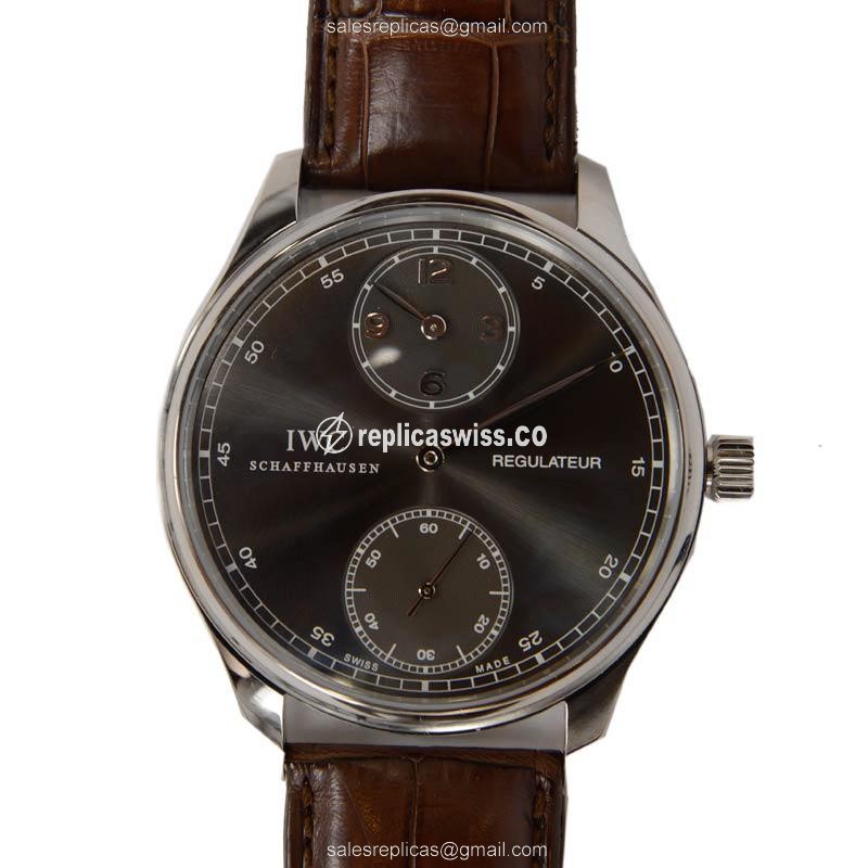 Luxurious IWC IW544404 Portuguese Replica in 18kt Gold, Manual Wind, Dark Grey Dial & Brown