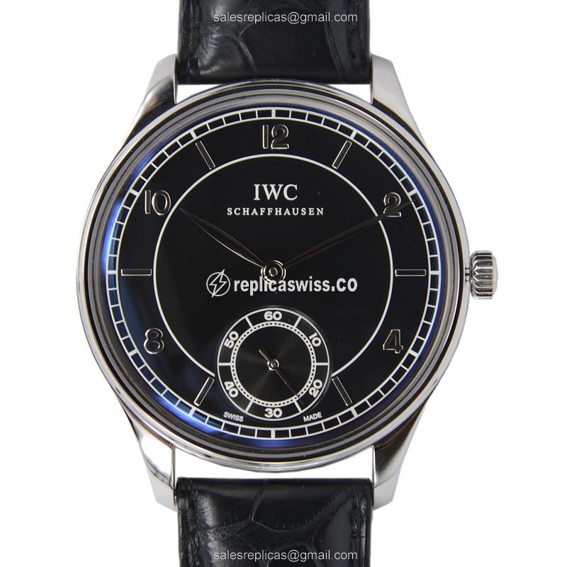 Luxurious IWC IW544501 Portuguese Replica with Black Dial Stainless Steel Case Watch