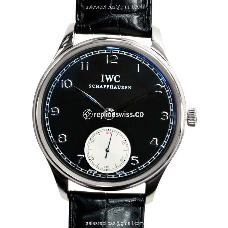 Luxurious IWC IW545404 Portuguese Replica with Black Dial Stainless Steel Case Watch