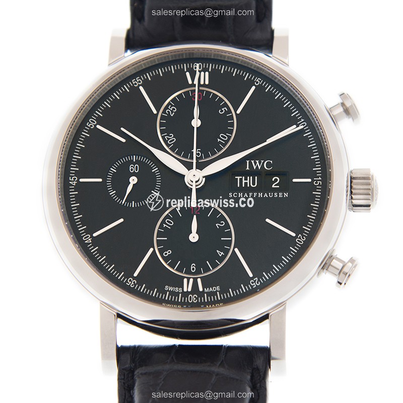 Luxurious IWC PORTOFINO Replica Watch in Stainless Steel Case with Automatic Movement Black
