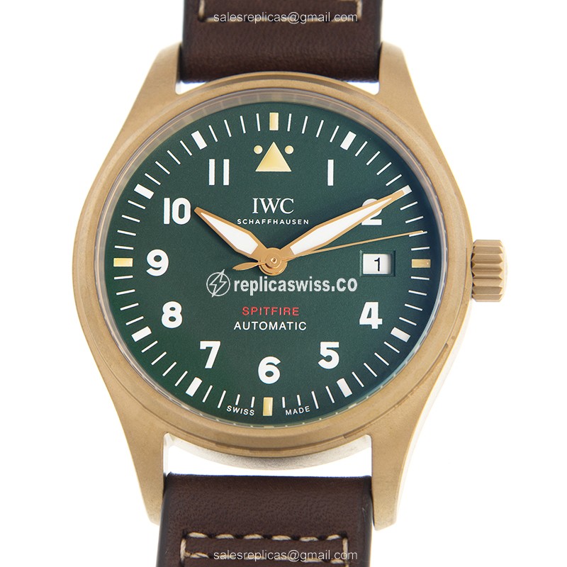Luxurious IWC Spitfire Replica in Bronze Case & Green Dial, Automatic Movement Watch
