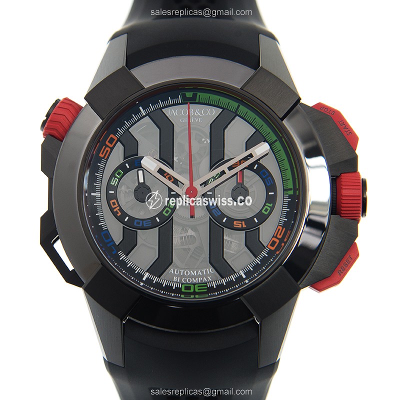 Luxurious Jacob & Co. 313.21.SB.BS.B Watch with Automatic Movement & Black Dial, Stainless Steel