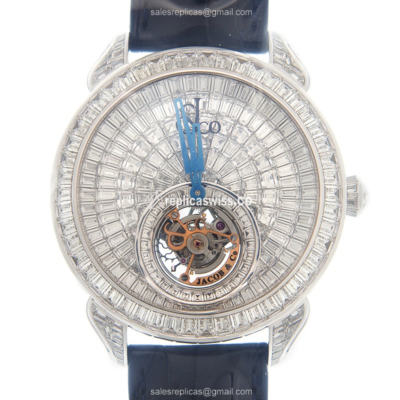 Luxurious Jacob & Co 820.30.BD.BD.A Replica Watch with Silver Dial & Genuine 18kt Gold Case
