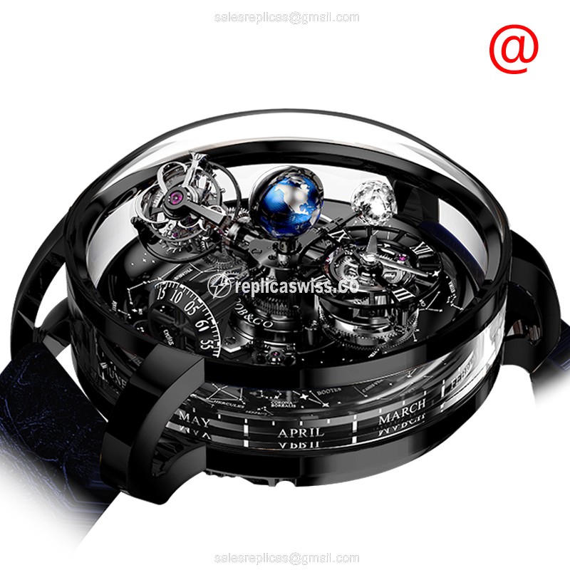 Luxurious Jacob & Co. ASTRONOMIA Replica in 18kt Black Gold, Manual Wind Movement & Sapphire