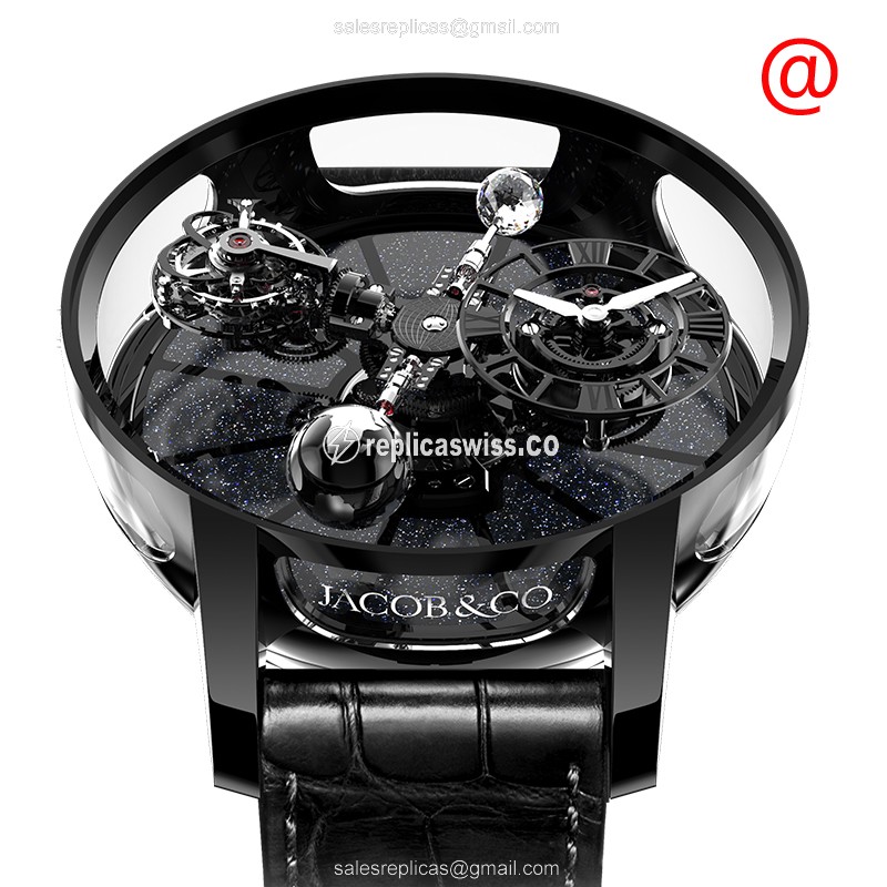 Luxurious Jacob & Co. AT100.95.KK.SD.BCA4D ASTRONOMIA Replica with Manual Wind Exquisite Black