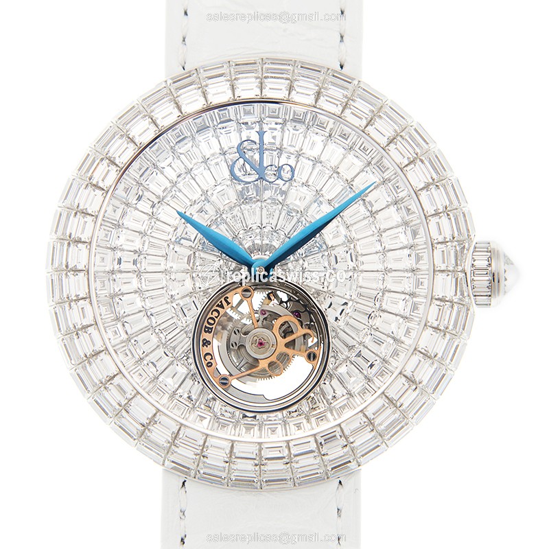 Luxurious Jacob & Co. BT543.30.BD.BD.B DB4D Replica Watch in 18kt White Gold with Silver Dial &