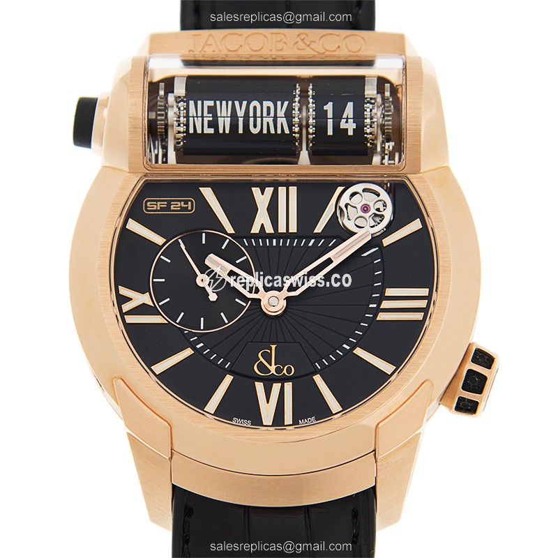 Luxurious Jacob & Co. ES101.40.NS.LR.A Replica in 18kt Gold with Black Dial & Automatic Movement