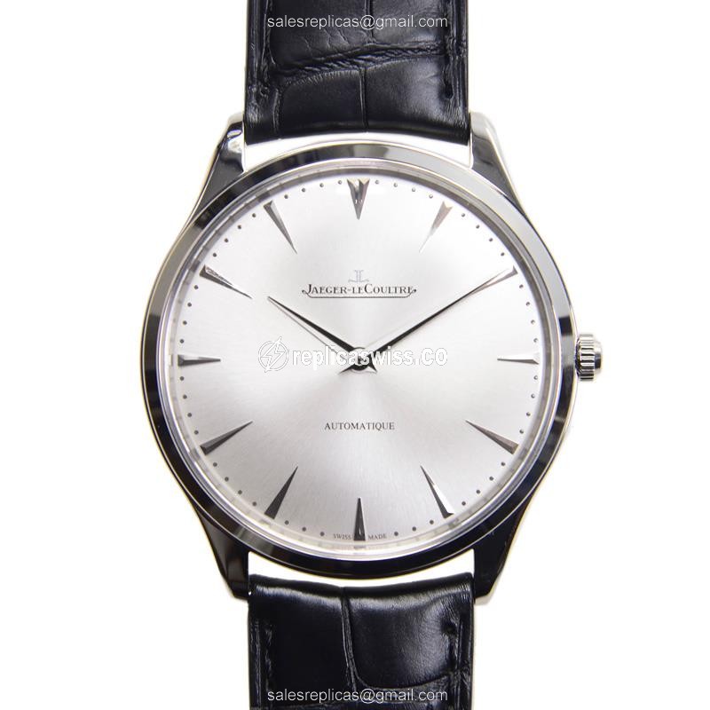 Luxurious Jaeger-Lecoultre Master Ultra Thin Replica, Automatic Movement, Silver Dial & Alligator
