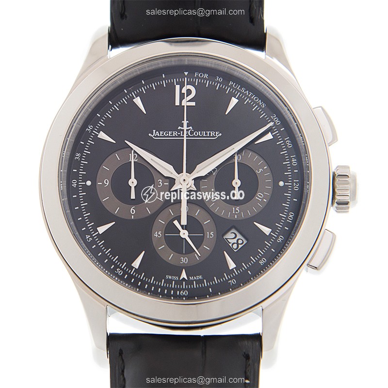 Luxurious Jaeger-Lecoultre Q1538470 Master Ultra Thin Automatic Watch, Black Dial & Steel Case