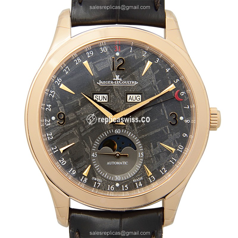 Luxurious Jaeger-Lecoultre Q1552540 Ultra-Thin Automatic in 18kt Rose Gold, Brown Dial & Leather