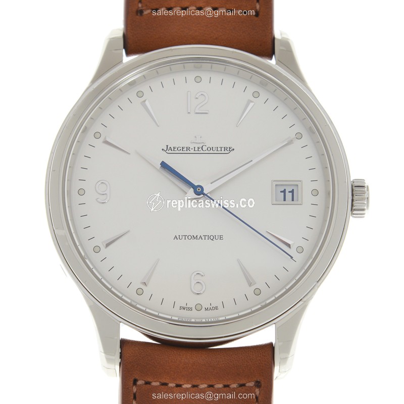 Luxurious Jaeger-Lecoultre Q4018420 Replica Watch with Silver Dial & Genuine Leather Strap