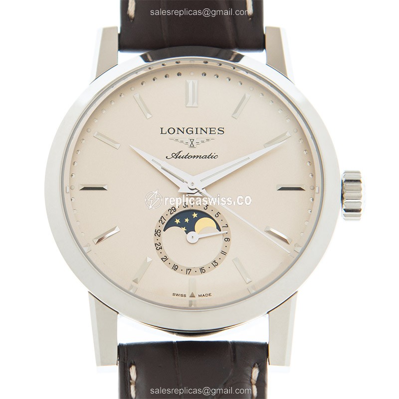 Luxurious Longines 1832 Replica Watch | Automatic Movement, Beige Dial & Brown Cowhide Strap