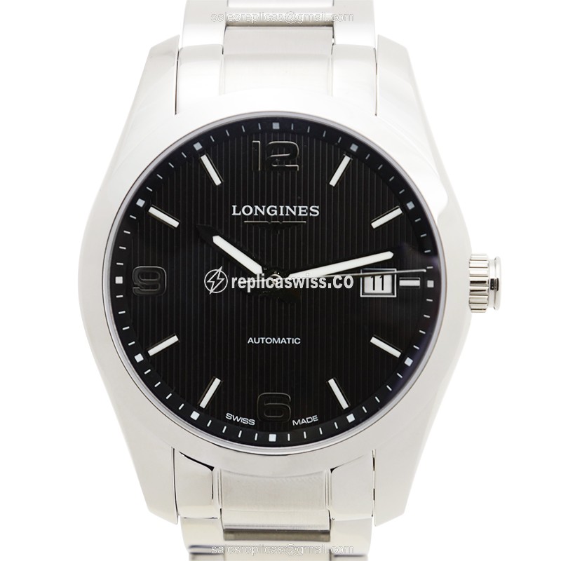 Luxurious Longines Conquest Classic Automatic Replica, Black Dial & Stainless Steel Case Watch