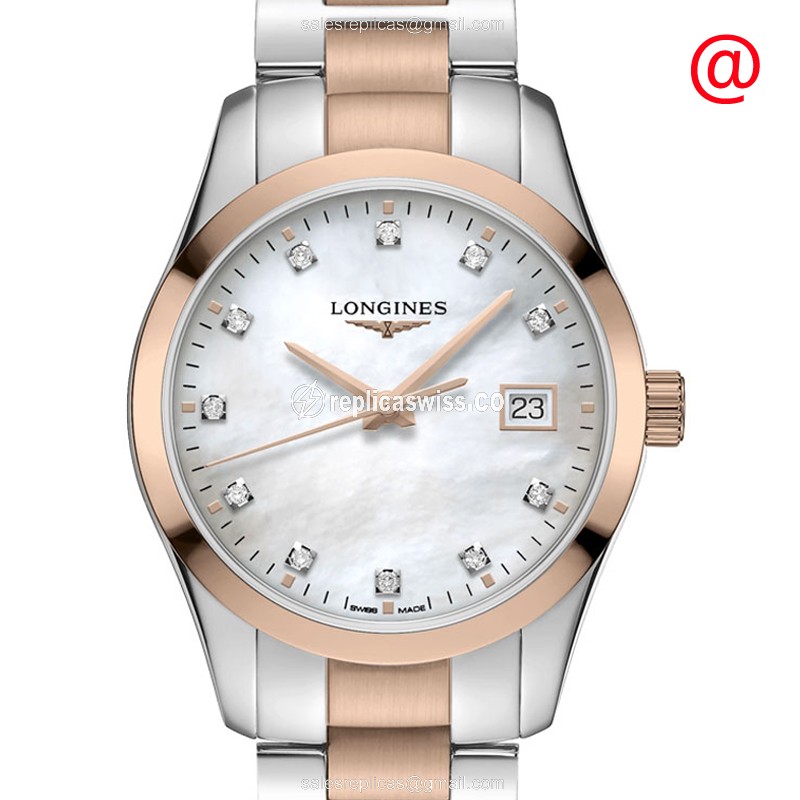 Luxurious Longines Conquest Classic Quartz Replica in Silver Dial & 18kt Gold Steel Case Watch