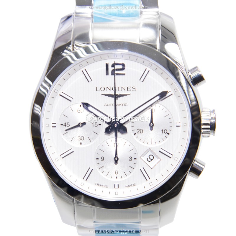 Luxurious Longines Conquest Classic Replica | Automatic Movement | Silver Dial & Case Watch