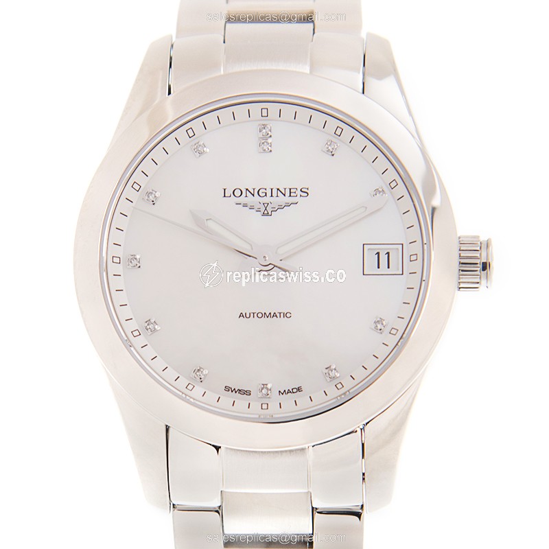 Luxurious Longines Conquest Classic Replica, Automatic Movement, White Dial, Stainless Steel Case