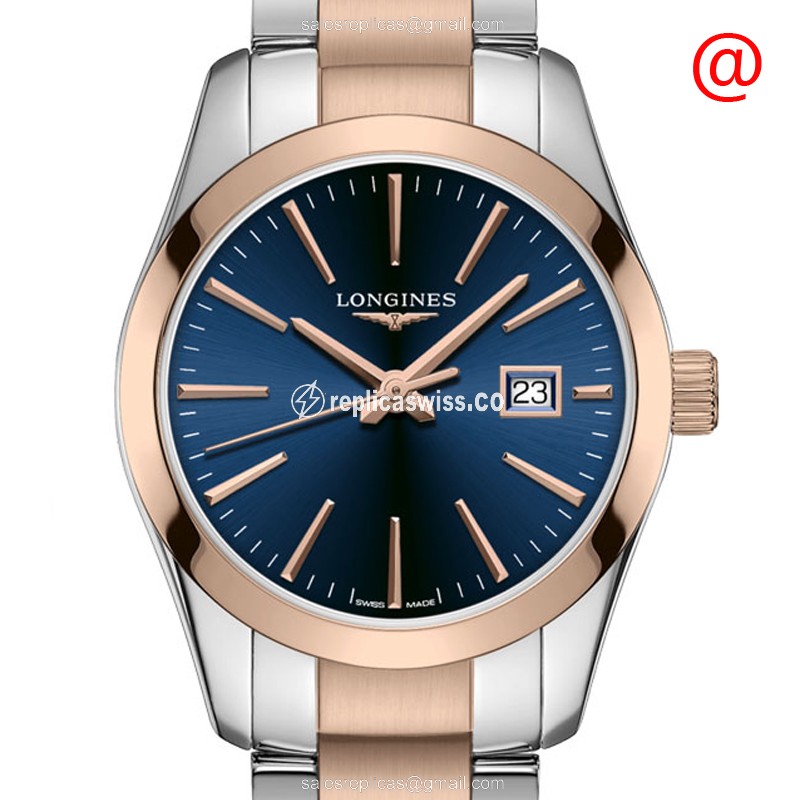 Luxurious Longines Conquest Classic Replica in 18kt Rose Gold Steel Case, Blue Dial Watch
