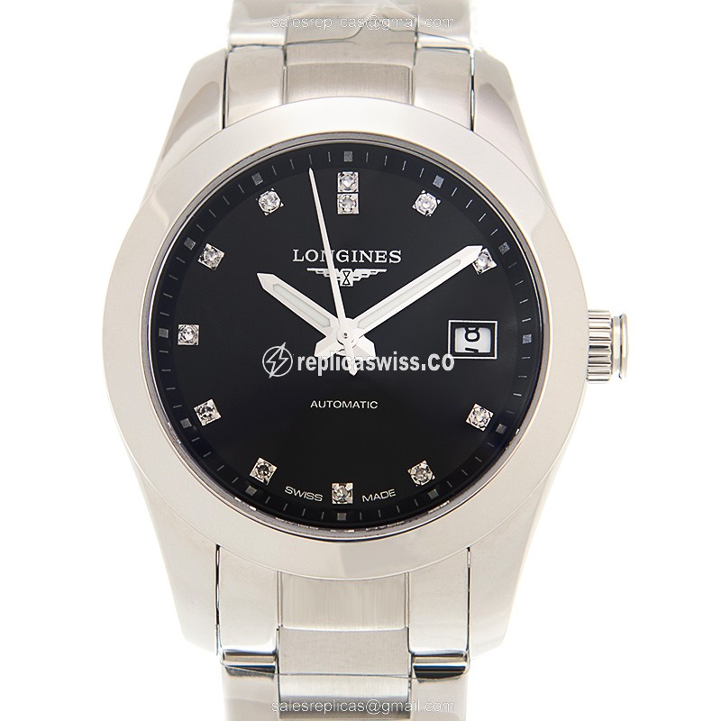 Luxurious Longines Conquest Classic Replica in Stainless Steel, Automatic Movement & Black Dial